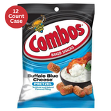 Packaging of Combos Buffalo Blue Cheese Pretzel baked snacks with a 12-count case label.