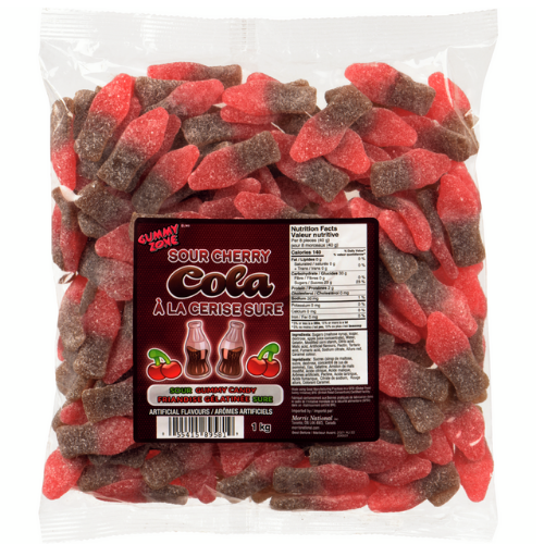 Sour Cherry Cola Bottles 1 kg 250 Pieces